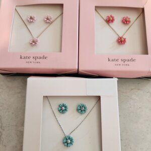 3 sets of Kate Spade daisy earrings and necklace